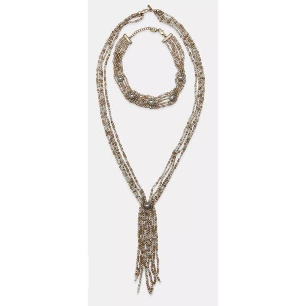 Zara chocker and long beaded  necklace set